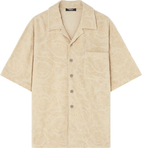 Versace Beige Barocco Terry Cotton Shirt 